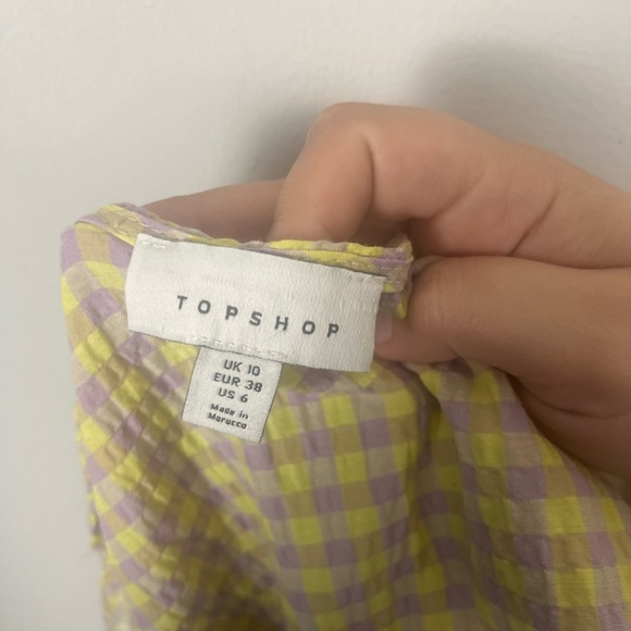 Topshop Seersucker Check Wrap Dress in Lime and Lilac-Multi size 6 - Picture 8 of 10